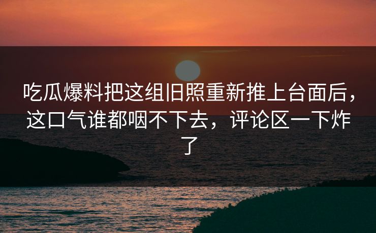 吃瓜爆料把这组旧照重新推上台面后，这口气谁都咽不下去，评论区一下炸了